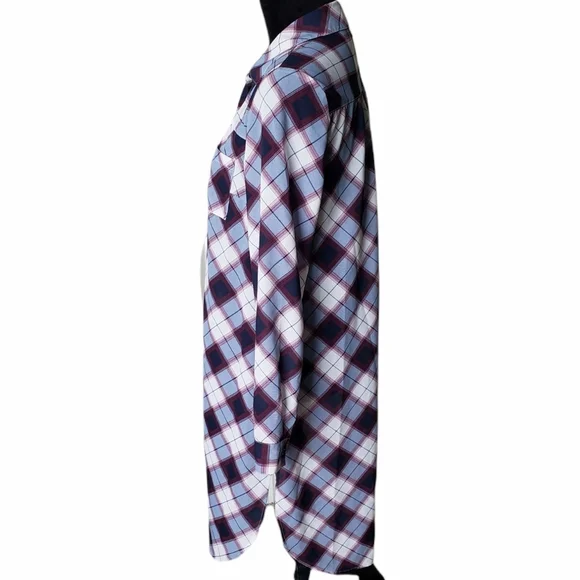 Prana Plaid Maroon Flint Maxi Tunic Size Small - Picture 7 of 11